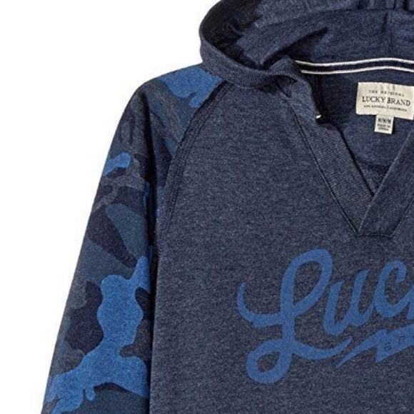 Lucky Brand Hoodie Sweatshirt Boys 3T  Camo Terry Pullover Navy Blue NWT - Picture 5 of 5